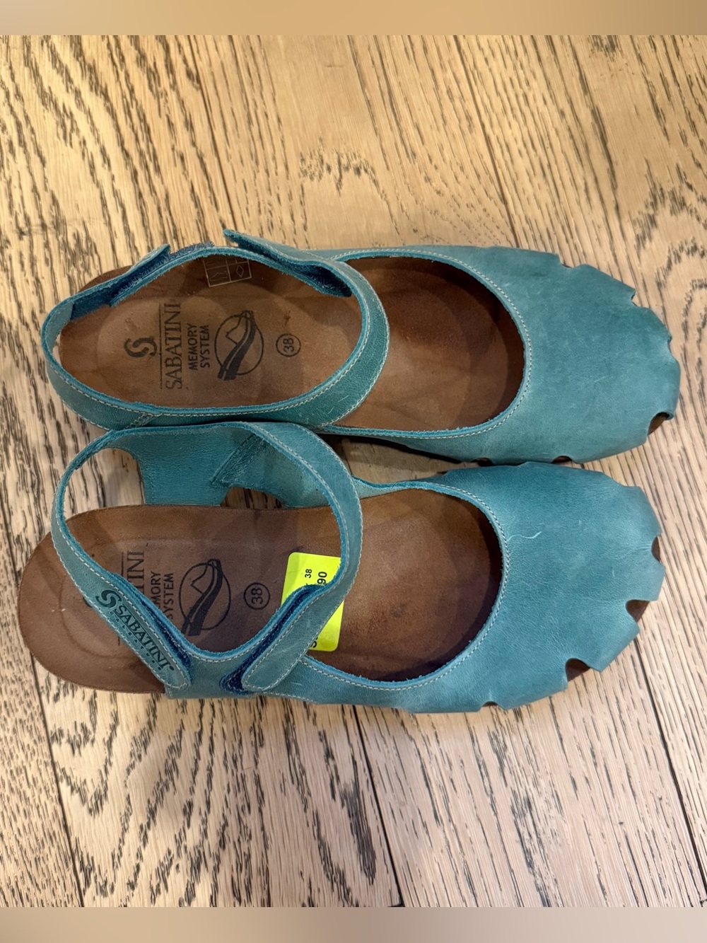 Sabatini Memory System Turquoise Leather Comfort Sandals EU 38